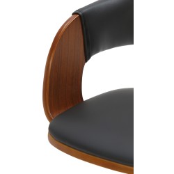 Juego de 2 taburetes de bar Nilse en piel sintética negra, nogal/negro