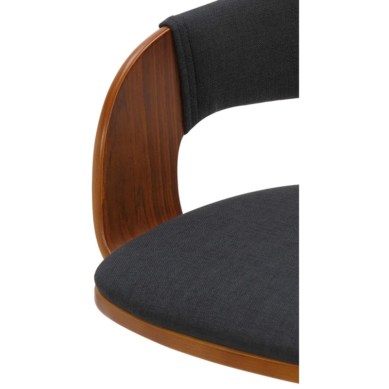 Juego de 2 taburetes de bar Nilse en tela cromada, nogal/negro