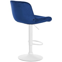 Juego de 2 taburetes de bar Solon en terciopelo blanco y azul