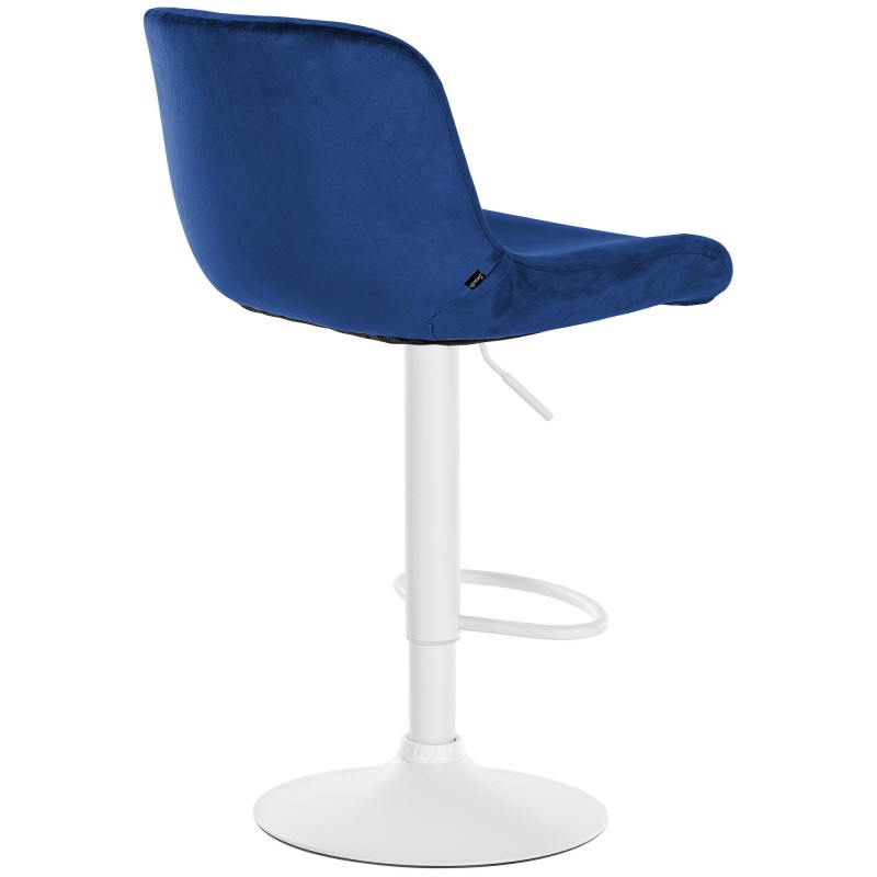 Juego de 2 taburetes de bar Solon en terciopelo blanco y azul