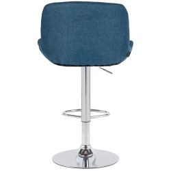 Juego de 2 taburetes de bar Solon cromados con tela azul