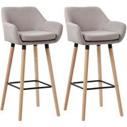 Juego de 2 taburetes de bar Grant en tela color topo