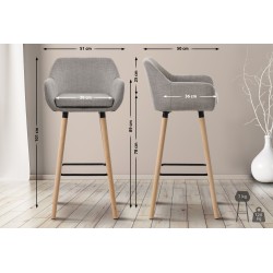 Juego de 2 taburetes de bar Grant en tela gris