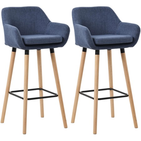 Juego de 2 taburetes de bar Grant en tela azul oscuro