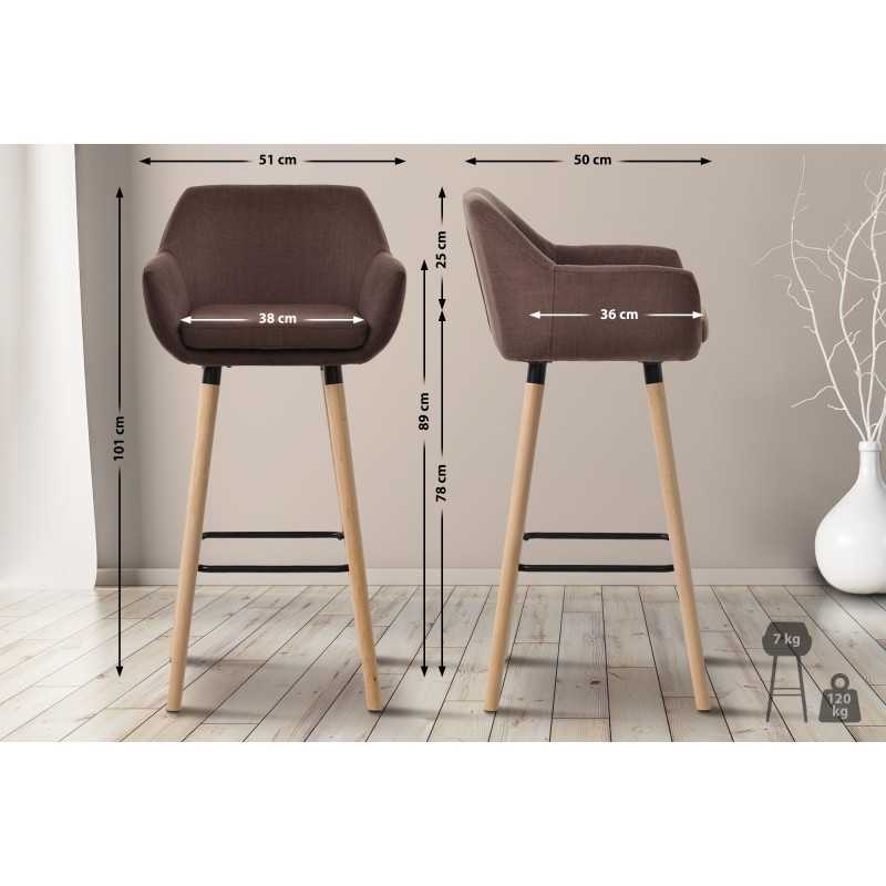 Juego de 2 taburetes de bar Grant en tela color café