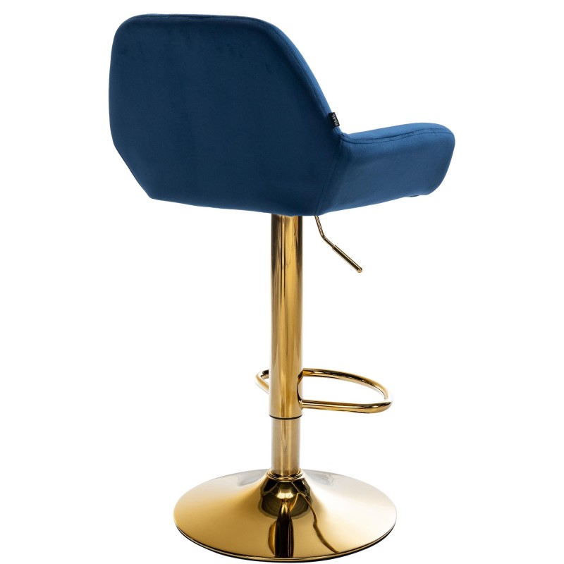 Juego de 2 taburetes de bar Braga de terciopelo azul dorado