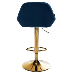 Taburete de bar Braga Gold en terciopelo azul