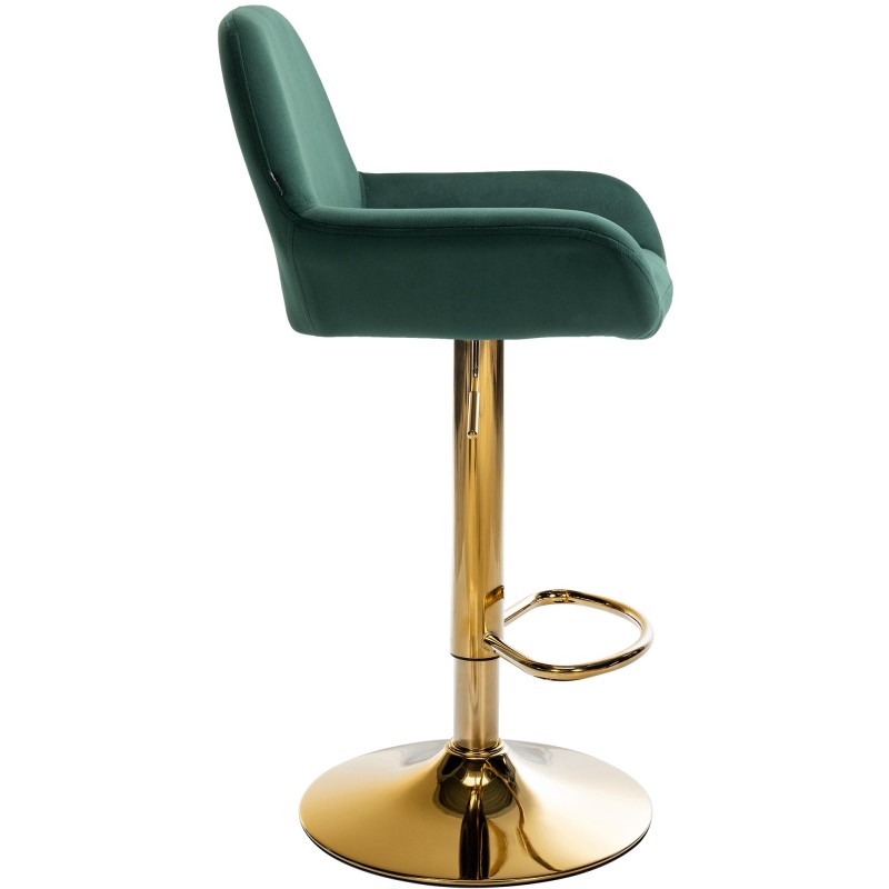 Taburete de bar Braga Gold en terciopelo verde oscuro