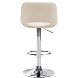 Juego de 2 taburetes de bar Camden, piel sintética, cromado y crema