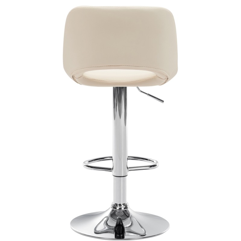 Juego de 2 taburetes de bar Camden, piel sintética, cromado y crema