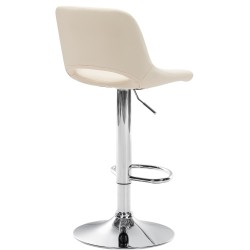 Juego de 2 taburetes de bar Camden, piel sintética, cromado y crema