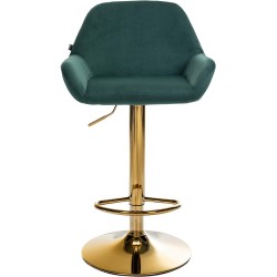 Juego de 2 taburetes de bar Braga Gold en terciopelo verde oscuro