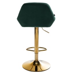 Juego de 2 taburetes de bar Braga Gold en terciopelo verde oscuro