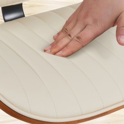 Taburete de bar Clawson, piel sintética, nogal negro/crema