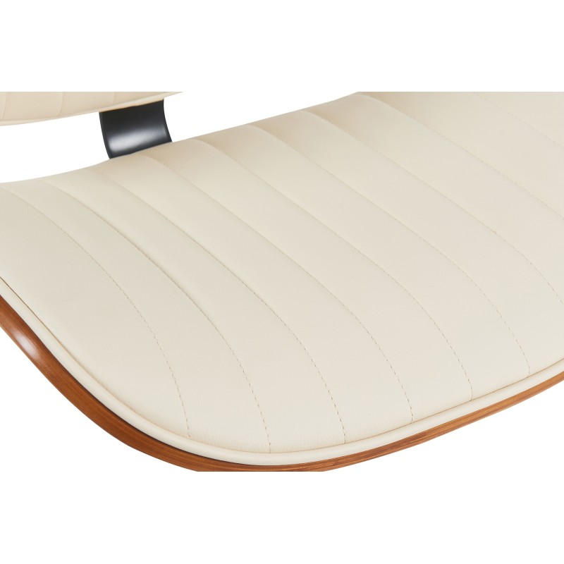 Taburete de bar Clawson, piel sintética, nogal negro/crema