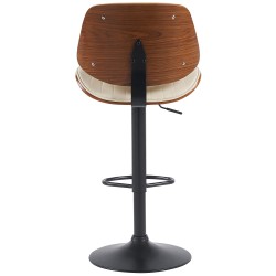 Taburete de bar Clawson, piel sintética, nogal negro/crema