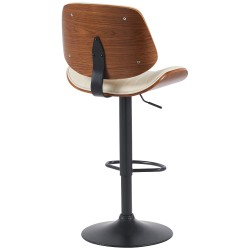 Taburete de bar Clawson, piel sintética, nogal negro/crema