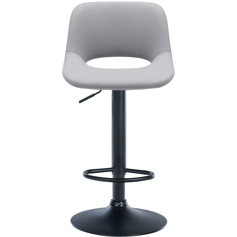 Juego de 2 taburetes de bar Camden, piel sintética, negro y gris