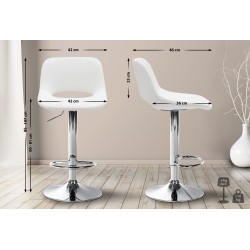 Juego de 2 taburetes de bar Camden, piel sintética, cromado y blanco