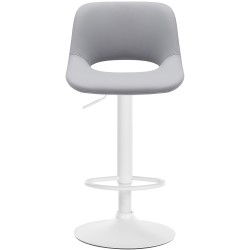 Juego de 2 taburetes de bar Camden, piel sintética, blanco/gris