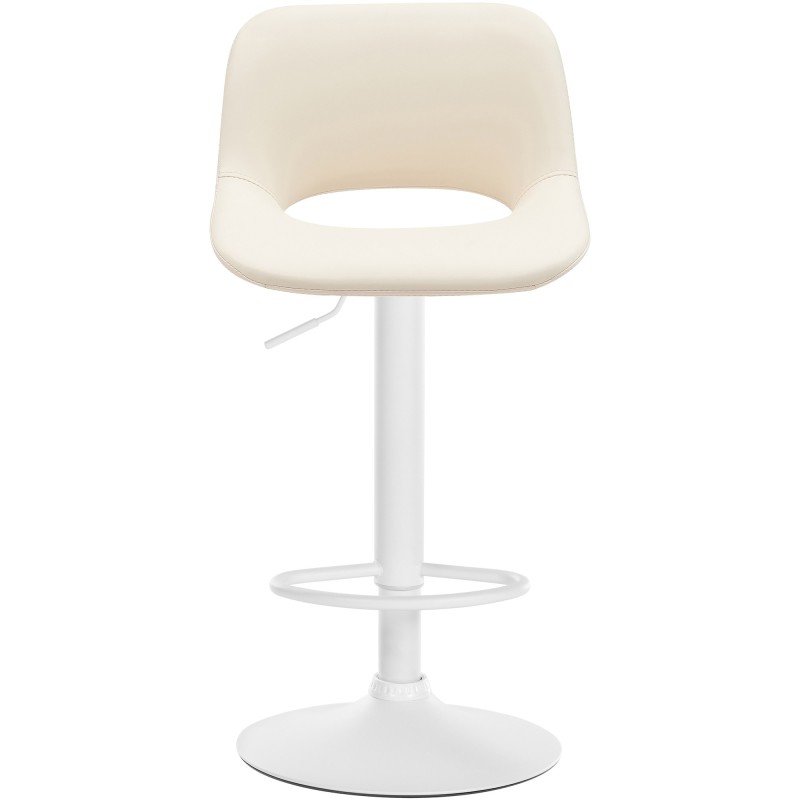 Juego de 2 taburetes de bar Camden, piel sintética, blanco y crema
