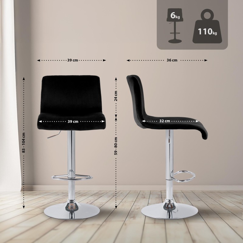 Taburete de bar Hoover Velvet C negro