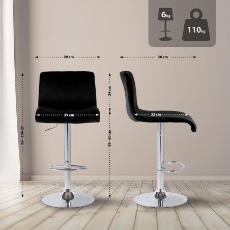 Taburete de bar Hoover Velvet C negro