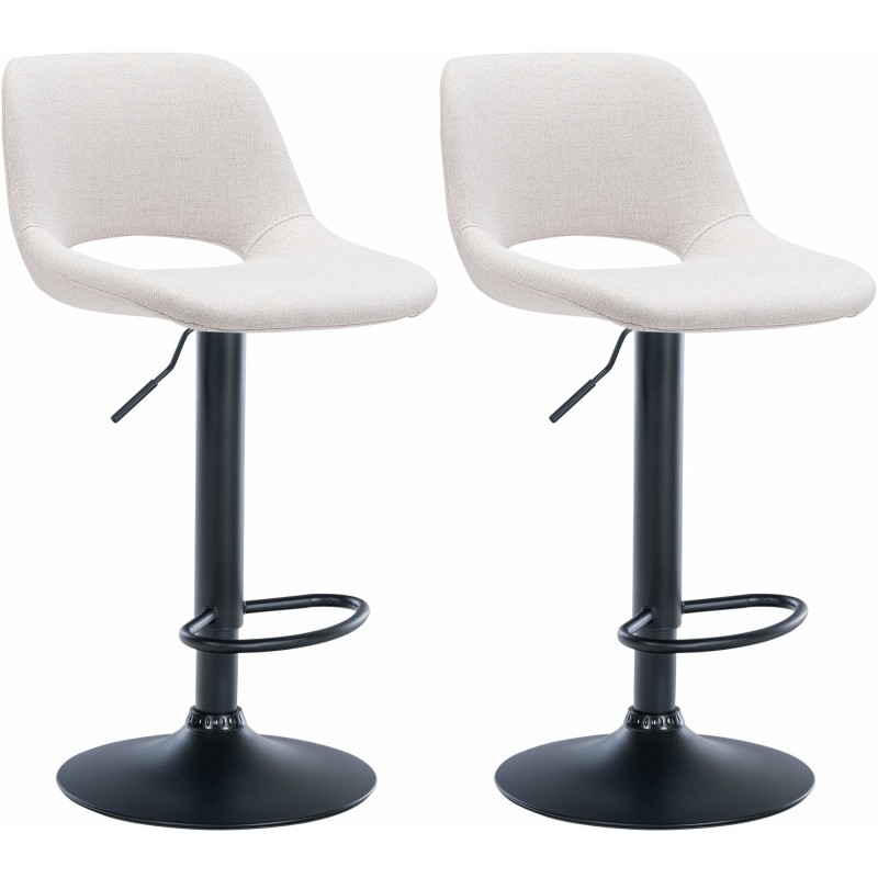 Juego de 2 taburetes de bar Camden de tela en color negro y crema