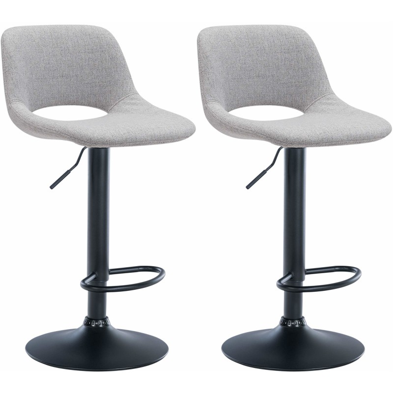 Juego de 2 taburetes de bar Camden en tela negra y gris claro