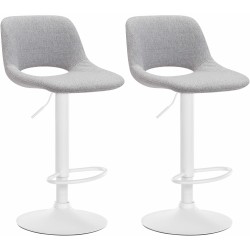 Juego de 2 taburetes de bar Camden en tela blanca y gris claro