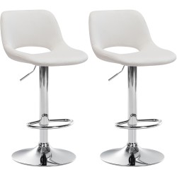 Juego de 2 taburetes de bar Camden en cromo y terciopelo crema
