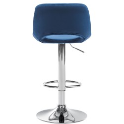 Juego de 2 taburetes de bar Camden de terciopelo en cromo azul