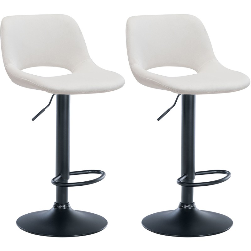 Juego de 2 taburetes de bar Camden de terciopelo negro y crema