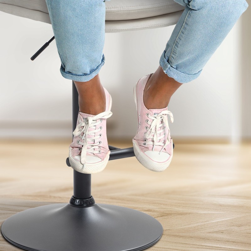 Juego de 2 taburetes de bar Damar en terciopelo negro y crema