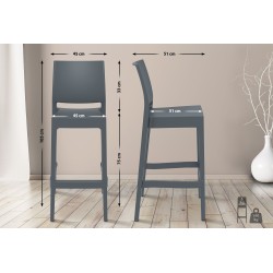 Juego de 4 taburetes de bar Maya gris oscuro