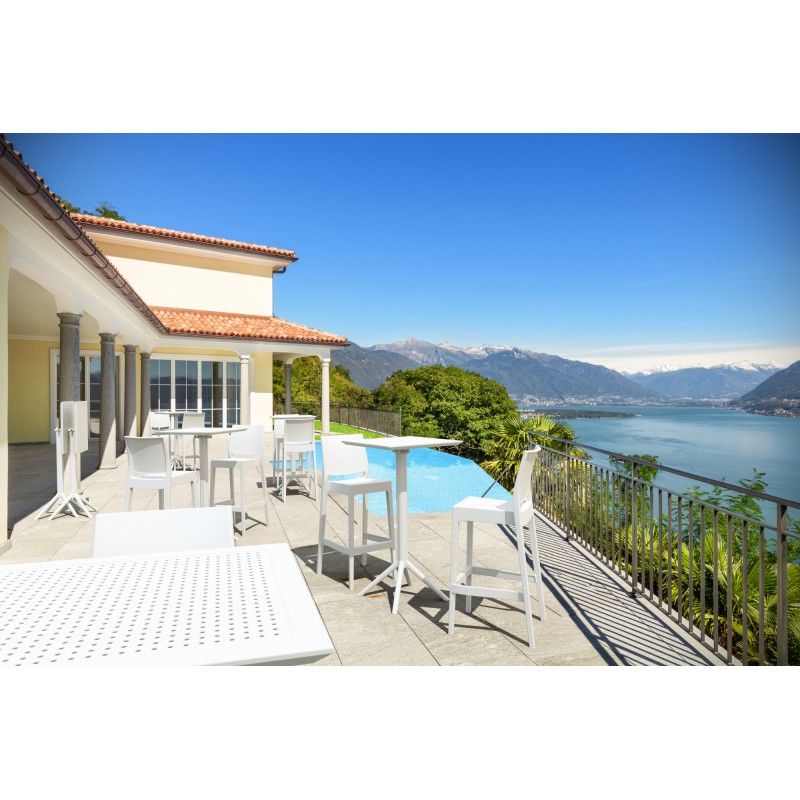 Juego de 4 taburetes de bar Maya blancos