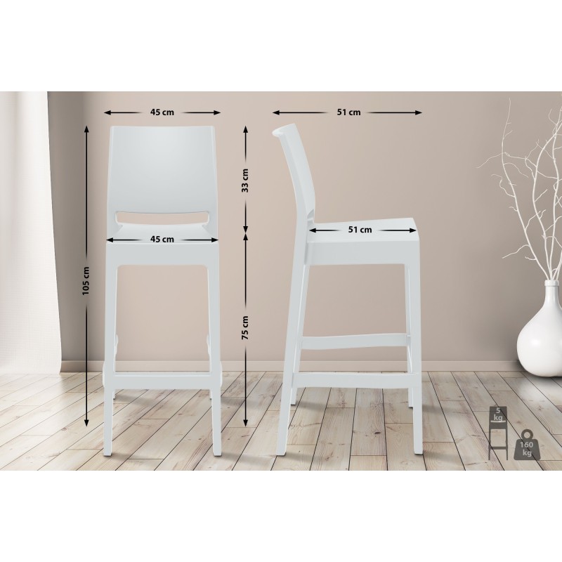 Juego de 4 taburetes de bar Maya blancos