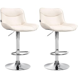 Juego de 2 taburetes de bar Vonore de piel sintética cromada color crema