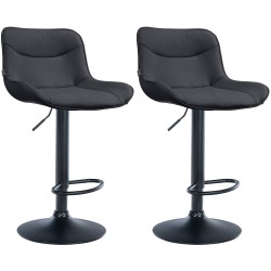 Juego de 2 taburetes de bar Vonore de piel sintética negra