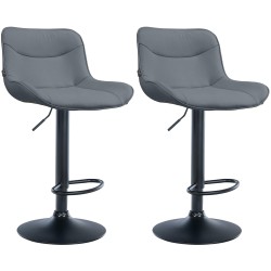 Juego de 2 taburetes de bar Vonore en piel sintética negra y gris