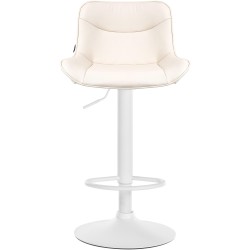 Juego de 2 taburetes de bar Vonore, piel sintética, color blanco y crema