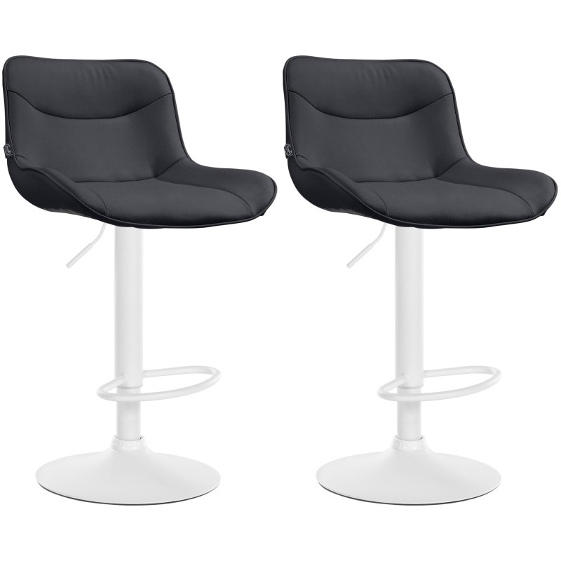 Juego de 2 taburetes de bar Vonore en piel sintética blanca y negra