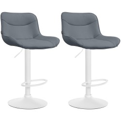 Juego de 2 taburetes de bar Vonore en piel sintética blanca y gris
