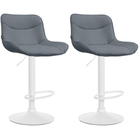 Juego de 2 taburetes de bar Vonore en piel sintética blanca y gris