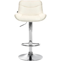 Juego de 2 taburetes de bar Vonore en tela cromo crema