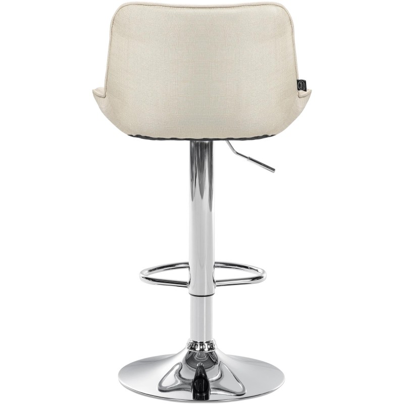 Juego de 2 taburetes de bar Vonore en tela cromo crema