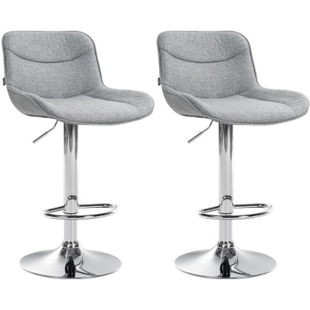 Juego de 2 taburetes de bar Vonore en tela gris cromo