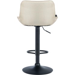 Juego de 2 taburetes de bar Vonore en tela negra y crema
