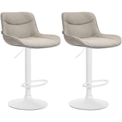 Juego de 2 taburetes de bar Vonore en tela blanca topo
