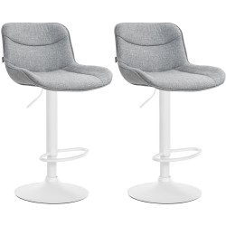 Juego de 2 taburetes de bar Vonore en tela blanca y gris